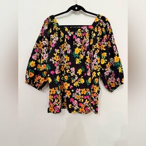 Women’s Chaps Square Neck Pheasant Classic Floral Hobo 3/4 Sleeve Top